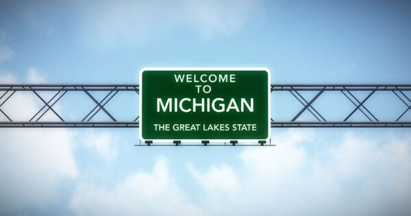 Michigan USA State Welcome to Highway Road Sign